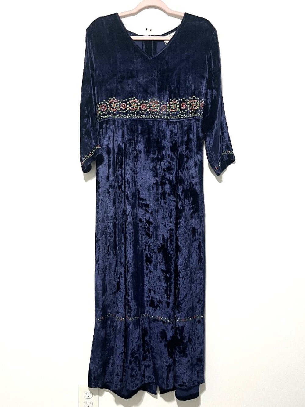 April Cornell Womens Velvet Embroidered Maxi Dress L Renfaire Cottage Herbalist